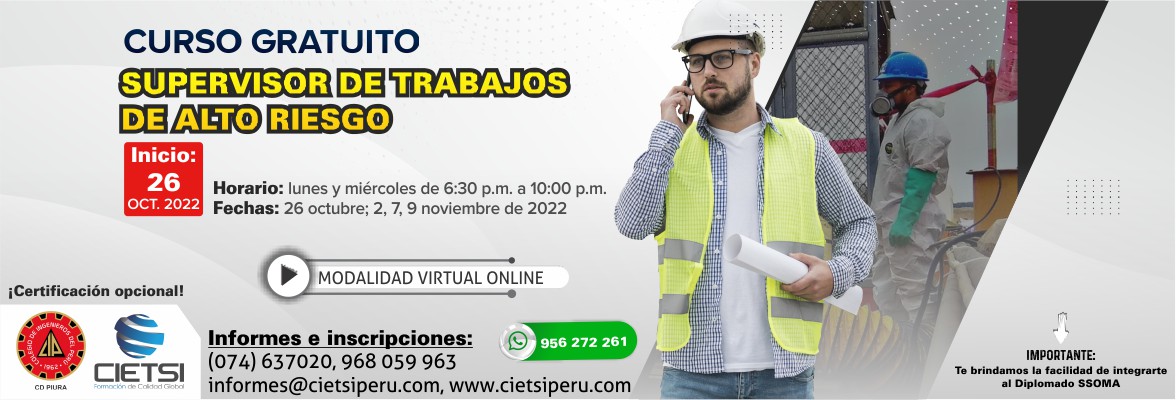 CURSO SUPERVISOR DE TRABAJOS DE ALTO RIESGO 2022